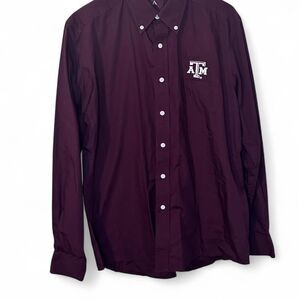 Texas A&M University Aggie Maroon  Button Up  Shirt w/ Embroidered Logo